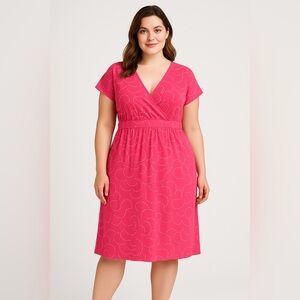 Boden Pink Dot Midi Dress Size 14 R Cotton Blend